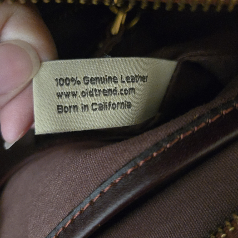 Old Trend Brown Leather Prism Tote With Missing Stud Rivet GUC - Picture 14 of 16